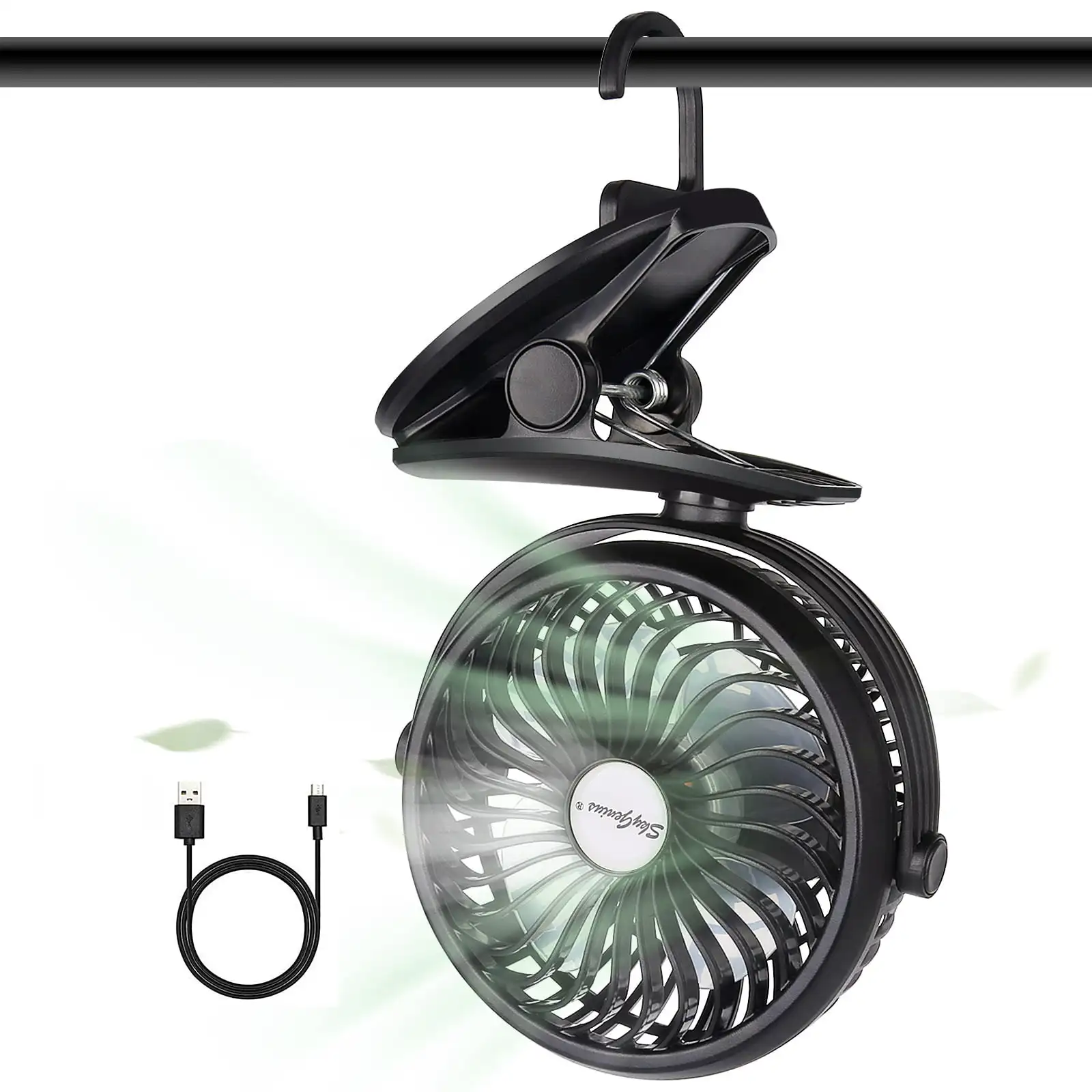 Portable Clip on Fan Battery Operated Fan with Hanging Hook Rechargeable Stroller Fan, Black
Portable Clip on Fan Battery Operated Fan with Hanging Hook Rechargeable Stroller Fan, Black