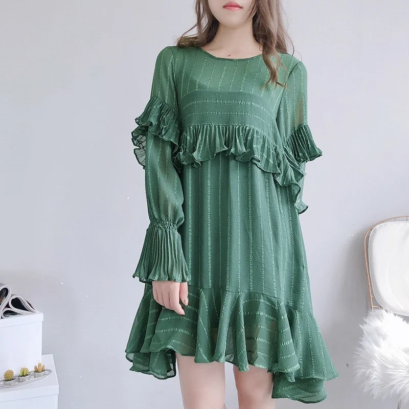 Женское шифоновое платье с оборками CINESSD, яркое однотонное платье в японском стиле с разрезом, весна 2022 
Женское шифоновое платье с оборками CINESSD, яркое однотонное платье в японском стиле с разрезом, весна 2022