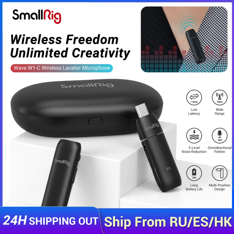 SmallRig Wave W1-C Wireless Lavalier Microphone Lightweight and Portable Smart Pairing 30 hours Working Support Smartphone iPad
SmallRig Wave W1-C Wireless Lavalier Microphone Lightweight and Portable Smart Pairing 30 hours Working Support Smartphone iPad