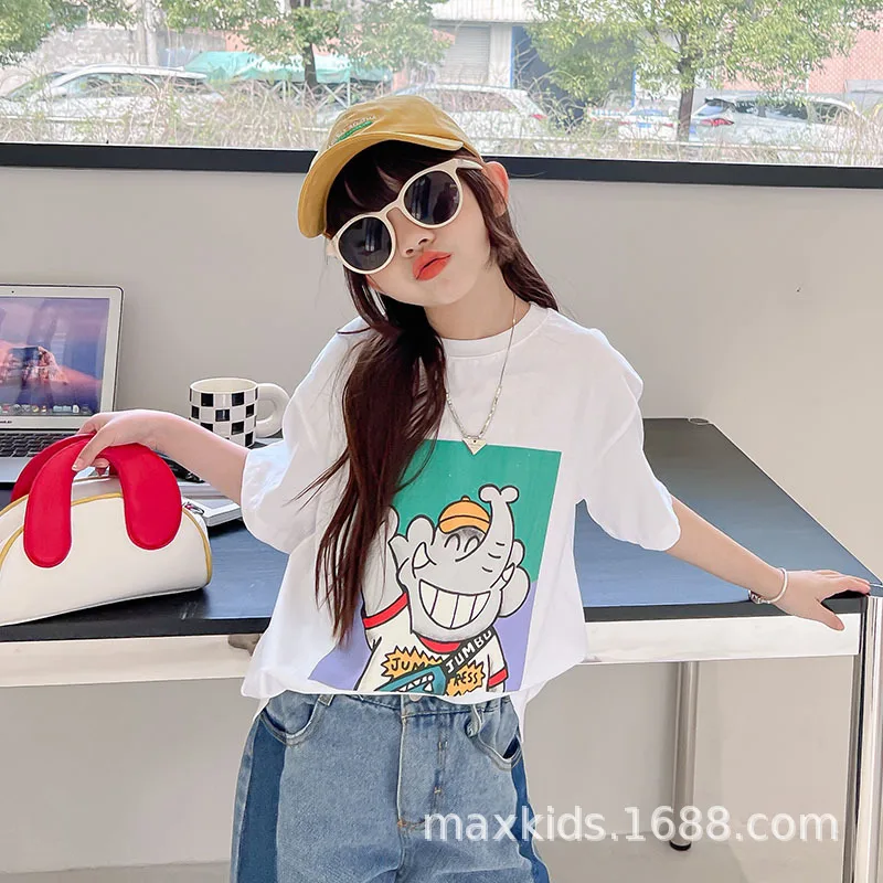 2022 Girls Cartoon Elephant Tops Kids Cotton Short Sleeve T-shirt Summer Fashion Teenage Girls Tees 5 6 7 9 11 12 13 Years Old 
2022 Girls Cartoon Elephant Tops Kids Cotton Short Sleeve T-shirt Summer Fashion Teenage Girls Tees 5 6 7 9 11 12 13 Years Old
