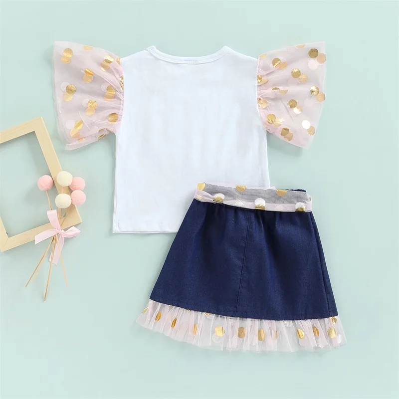 Toddlers Girls Clothes Outfits Set Dot Print Short Sleeve T-Shirt Ruffled Skirt Decorative Waist Belt Children Clothing
Toddlers Girls Clothes Outfits Set Dot Print Short Sleeve T-Shirt Ruffled Skirt Decorative Waist Belt Children Clothing