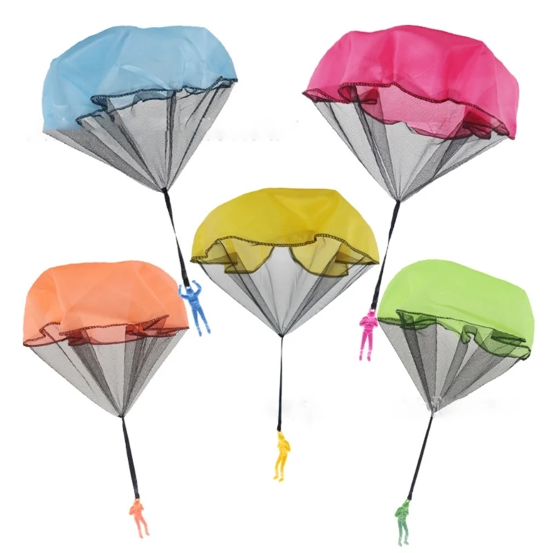 

10 Pieces Gadgets Throwing Parachute Outdoor Parachute Airborne Troops Figures Outside Flying Toy for Kids