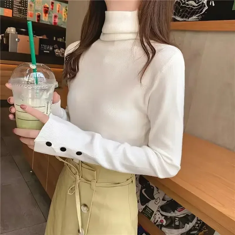 Women's Sweater Winter Button White Knit Tops for Woman Pullovers Gigh Neck Jerseys Turtleneck Korean Fashion Cold Style 2023
Women's Sweater Winter Button White Knit Tops for Woman Pullovers Gigh Neck Jerseys Turtleneck Korean Fashion Cold Style 2023