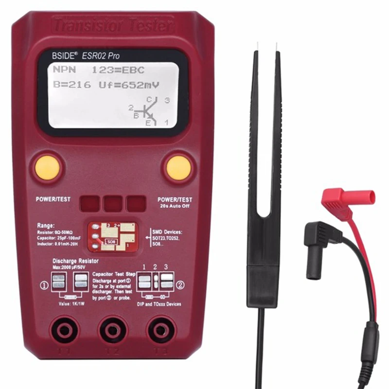 Умный многоцелевой транзистор ESR/SMD Test er ESR02pro, измеритель емкости диодного триода, MOS/PNP/NPN Интеллектуальный мультиметр
Умный многоцелевой транзистор ESR/SMD Test er ESR02pro, измеритель емкости диодного триода, MOS/PNP/NPN Интеллектуальный мультиметр