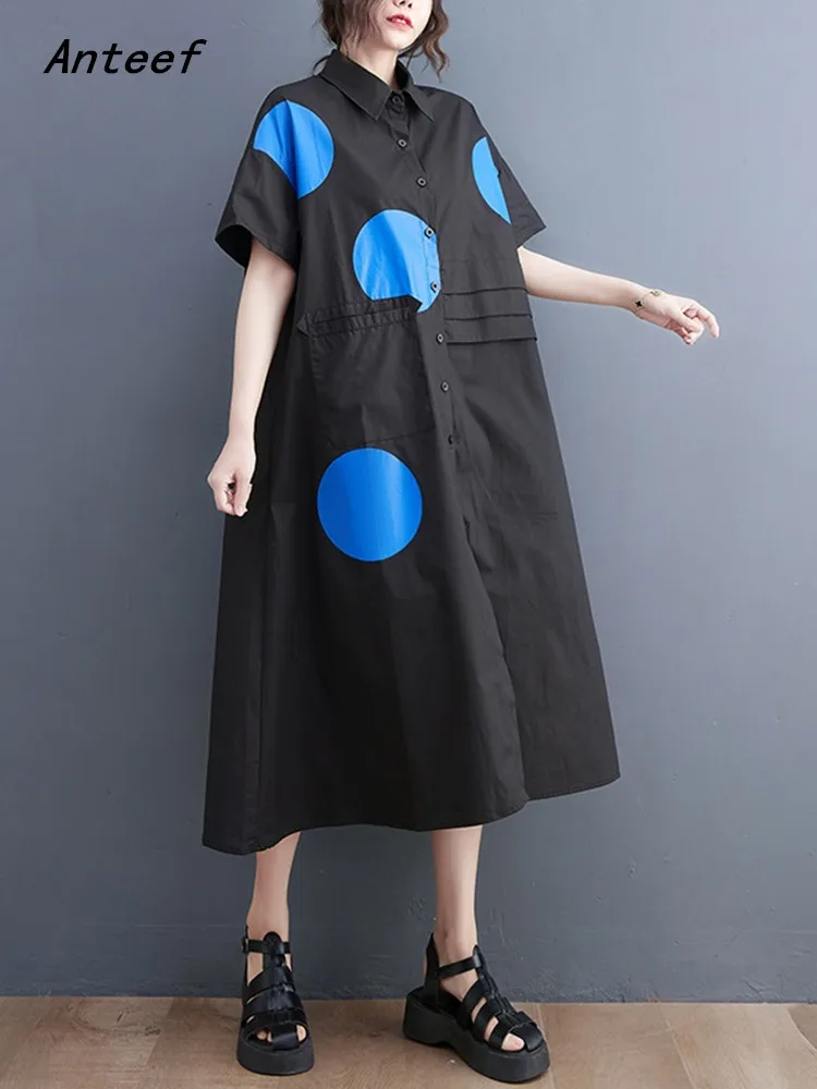 Женское винтажное платье в горошек с коротким рукавом, повседневное Свободное длинное летнее платье-рубашка, элегантная одежда 2022
Женское винтажное платье в горошек с коротким рукавом, повседневное Свободное длинное летнее платье-рубашка, элегантная одежда 2022