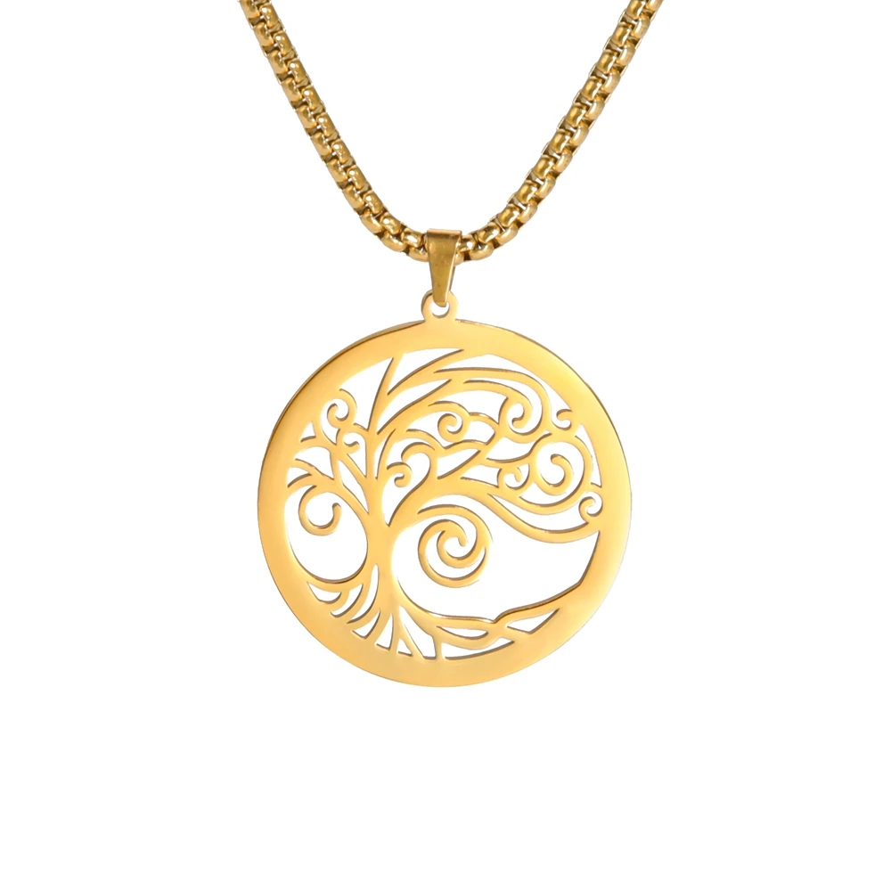 2 Colors Gold Color Steel Color 35x38mm Hollow Tendril Tree Of Life In Circle Pendant Necklace With 60cm Box Chain
2 Colors Gold Color Steel Color 35x38mm Hollow Tendril Tree Of Life In Circle Pendant Necklace With 60cm Box Chain