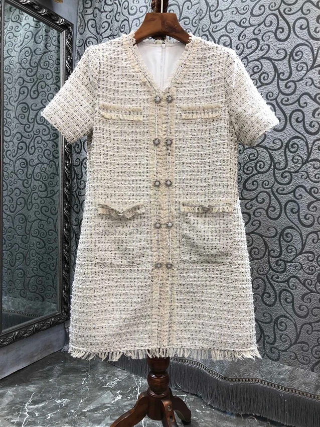 2022 new women fashion short-sleeved V-neck woolen pockets slim lady style elegant dress 806
2022 new women fashion short-sleeved V-neck woolen pockets slim lady style elegant dress 806