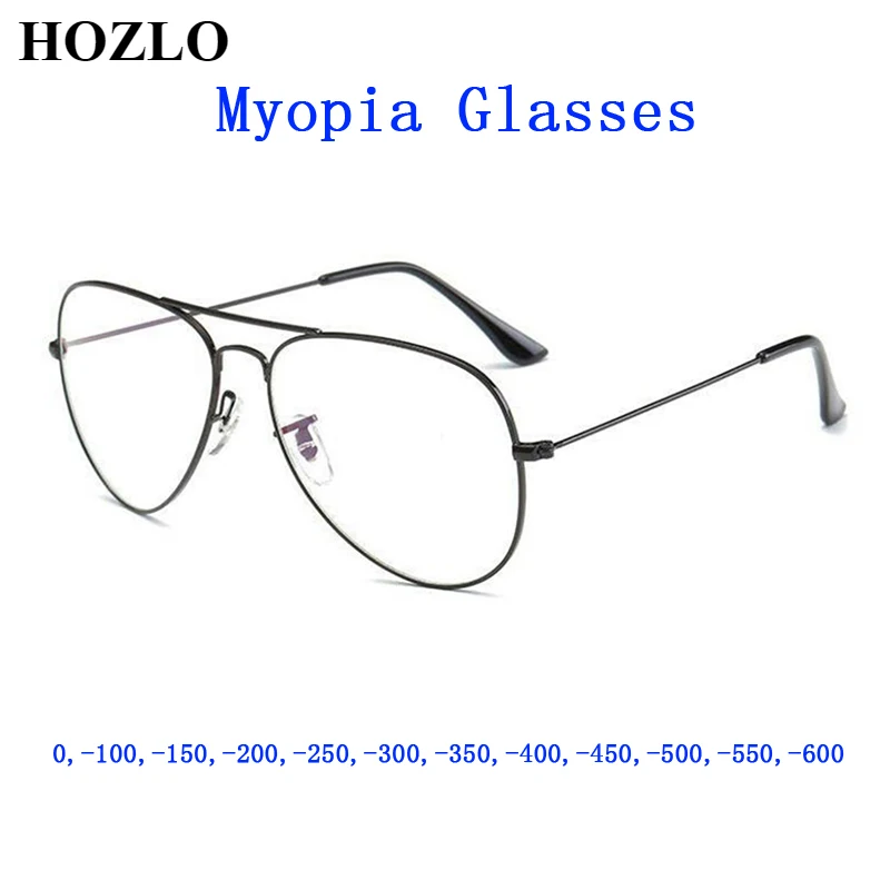 

Finished Pilot Myopia Glasses Foe Women Men Blue Light Blocking Eyeglasses Nearsighted Shorted Sighted Spectacles 0,-1.0~-6.0