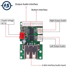MP3 Decoder Board WAV Lossless Music with Power Amplifier Module USB/TF Card Ultra-Small Size Power-Off Memory