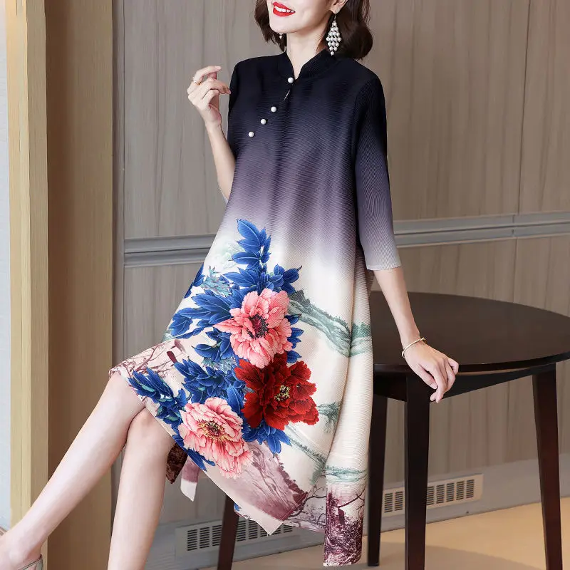 Women dress Retro Chinese Feng Shui ink painted pleated dress 2021 autumn new gradient temperament high-end loose a word dress
Women dress Retro Chinese Feng Shui ink painted pleated dress 2021 autumn new gradient temperament high-end loose a word dress