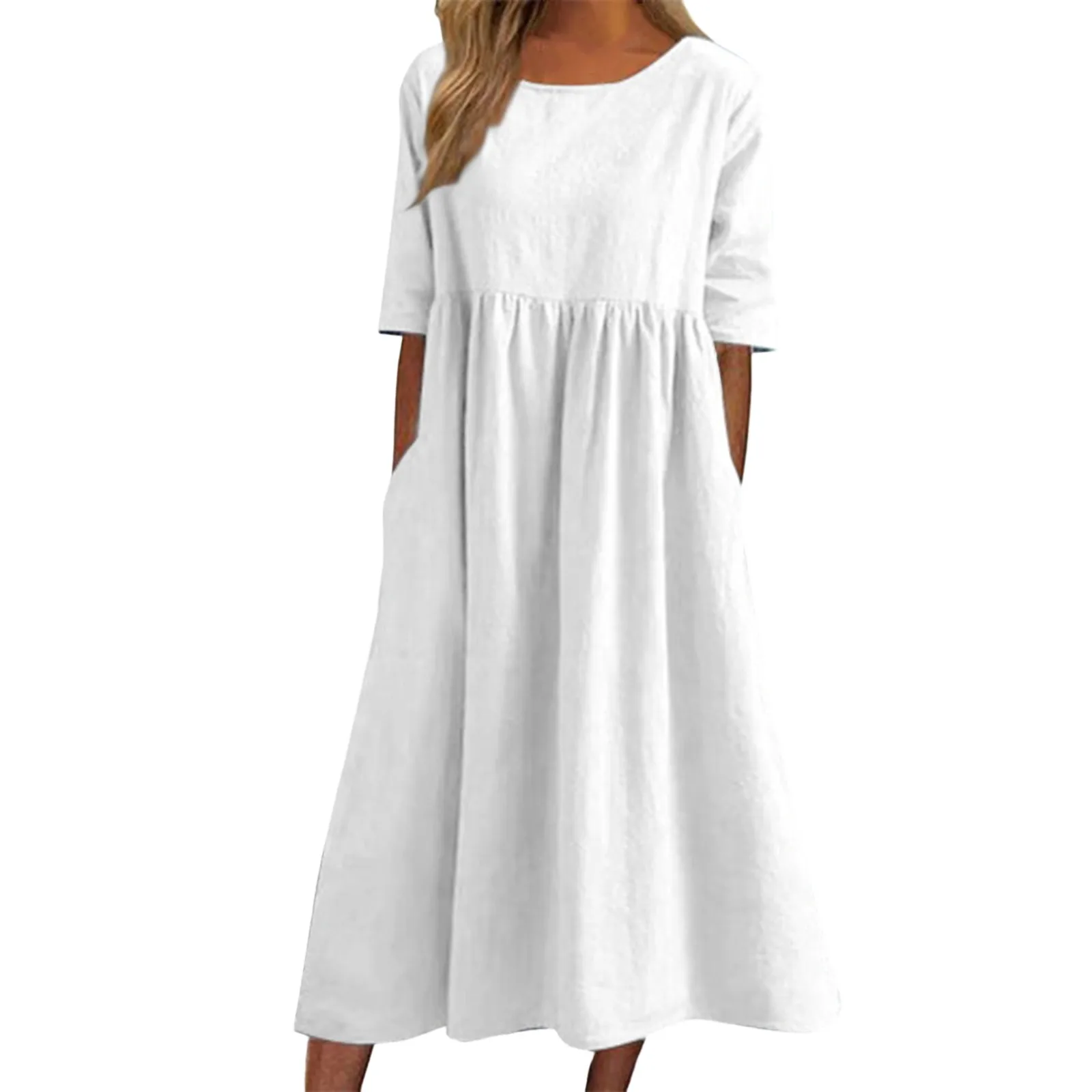 2023 Women Cotton Linen Dress Short Sleeve Crewneck Pocket Dress Casual Dresses Women Work Dresses Woman Dresses for Work
2023 Women Cotton Linen Dress Short Sleeve Crewneck Pocket Dress Casual Dresses Women Work Dresses Woman Dresses for Work