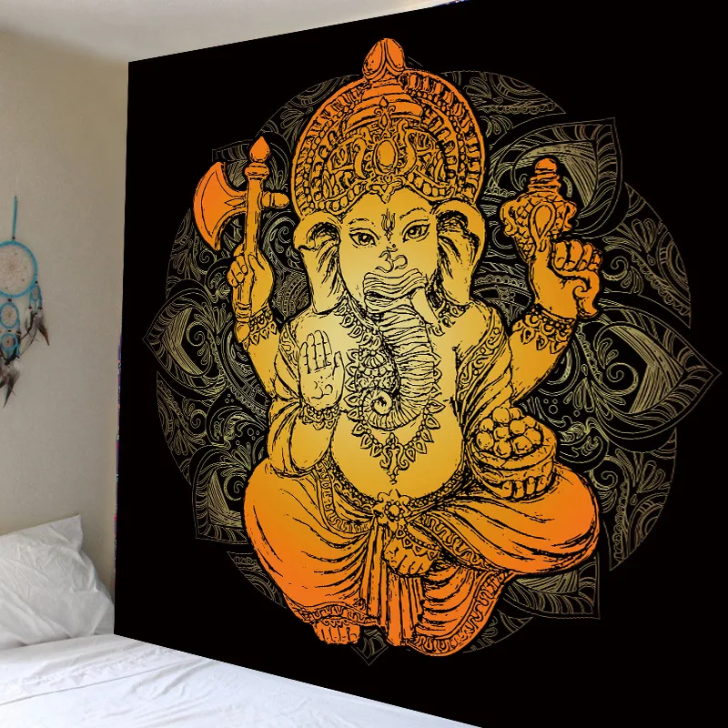 

Mandala Elephant Tapestry Psychedelic Hippie Religion Culture Buddha Statue Wall Hanging Indian Bohemian Tapestries Home Decor