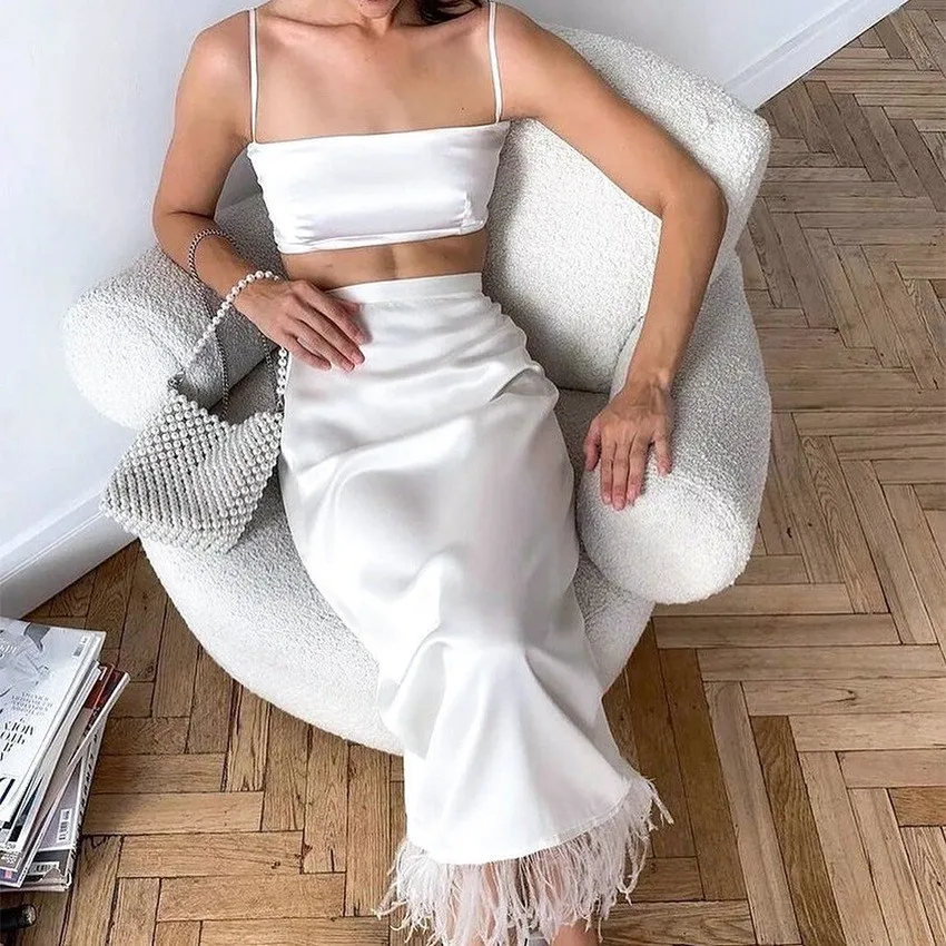 NSMW MI Summer Suits High Waist Elegant Women 2 Piece Skirt Outfit Ladies Crop Camisole Long Skirts Set Party Satin Skirt
NSMW MI Summer Suits High Waist Elegant Women 2 Piece Skirt Outfit Ladies Crop Camisole Long Skirts Set Party Satin Skirt