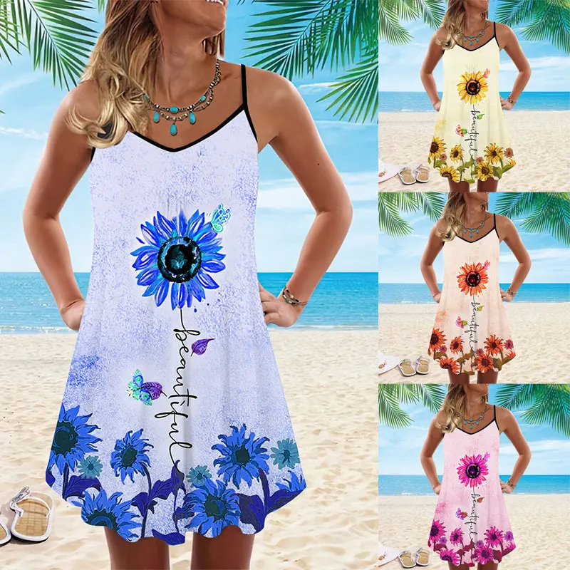 Women's Fashion Summer Dress Sunflower Print Sleeveless Dresses Ladies Loose Casual Spaghetti Strap Dress Plus Szie S-8XL
Women's Fashion Summer Dress Sunflower Print Sleeveless Dresses Ladies Loose Casual Spaghetti Strap Dress Plus Szie S-8XL