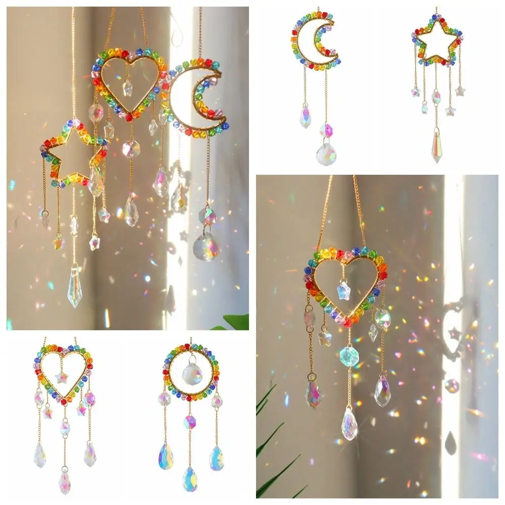 DIY Hanging Decoration Ornaments Lighting Chaser Rainbow Prisms Pendant Wind Chime Moon Star Heart Crystal Sun Catchers
DIY Hanging Decoration Ornaments Lighting Chaser Rainbow Prisms Pendant Wind Chime Moon Star Heart Crystal Sun Catchers