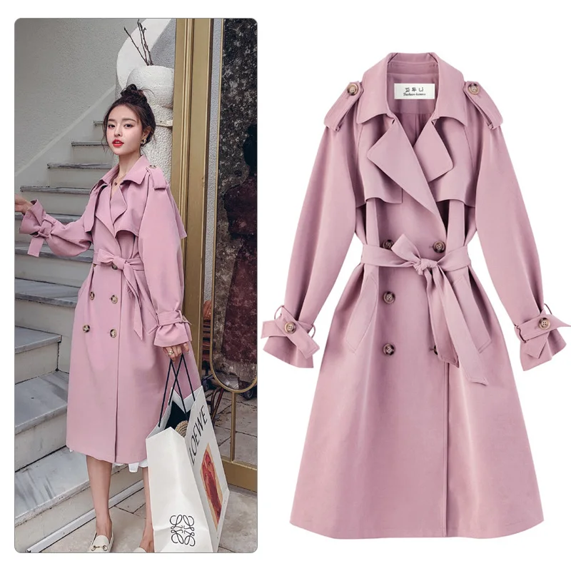 Fashion New Trench Coat for Women Long Duster Coat with Belt Lady Windbreaker Spring Autumn Outerwear Women's Coats Elegant Pink
Fashion New Trench Coat for Women Long Duster Coat with Belt Lady Windbreaker Spring Autumn Outerwear Women's Coats Elegant Pink