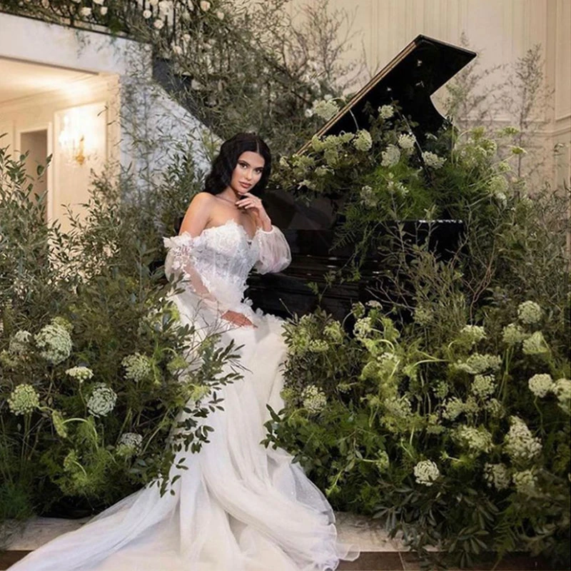 Real Vintage Wedding Dresses Appliques 3D Flowers Luxury Vestidos De Novia Strapless Detachable Sleeve Woman Robe de mariee
Real Vintage Wedding Dresses Appliques 3D Flowers Luxury Vestidos De Novia Strapless Detachable Sleeve Woman Robe de mariee
