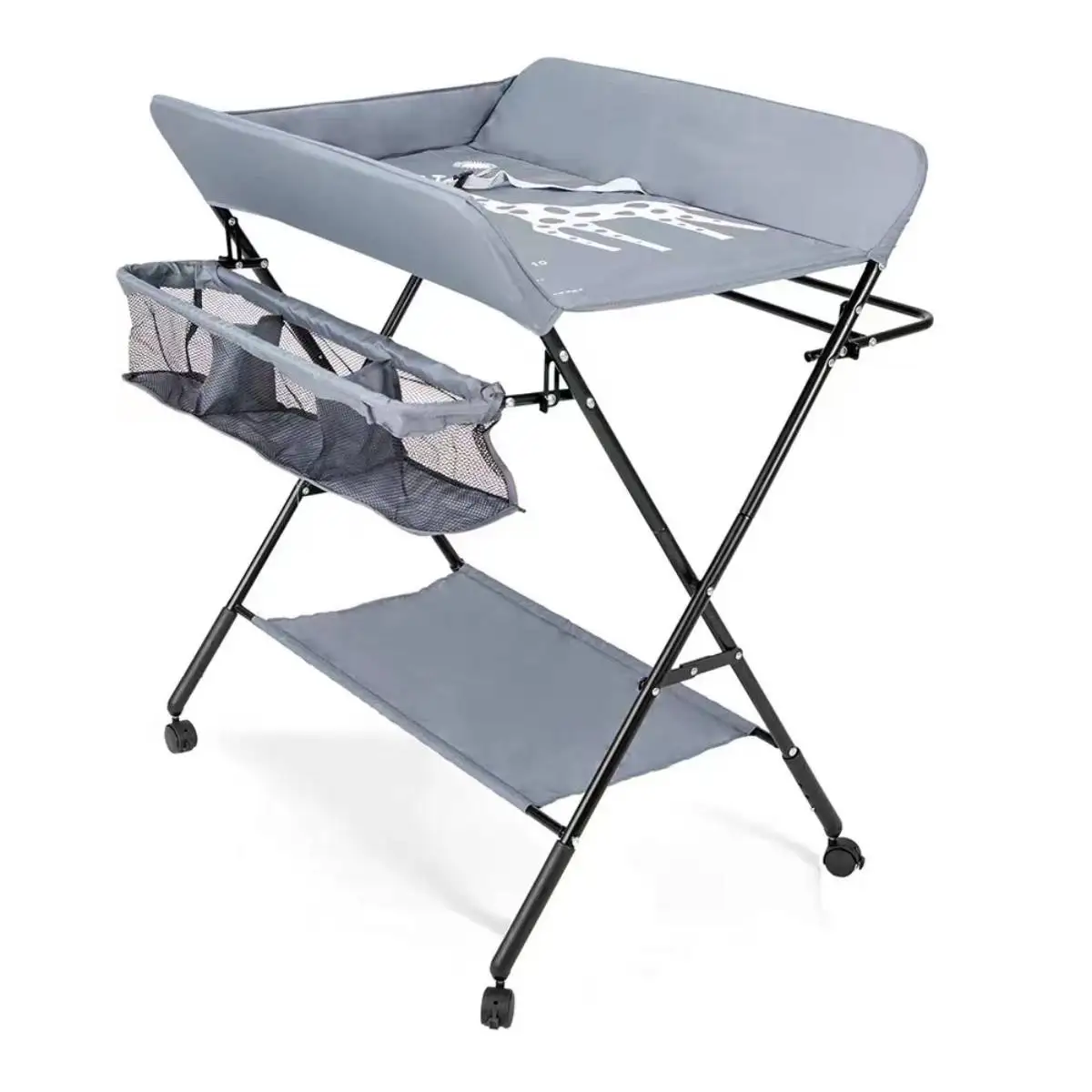 

Foldable diaper table for changing diapers; multifunctional mobile crib nursing table for newborn babies.