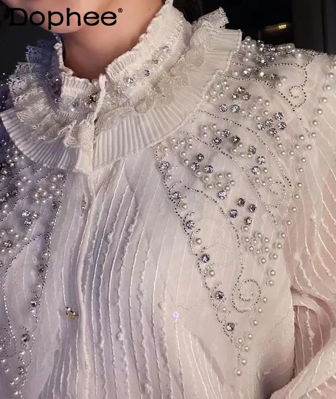 Chic Pearls Diamond Shirt Women's Loose Oversized Casual Solid Long Sleeve Blouse Top 2022 New Spring New Clothes Camisas Mujer
Chic Pearls Diamond Shirt Women's Loose Oversized Casual Solid Long Sleeve Blouse Top 2022 New Spring New Clothes Camisas Mujer