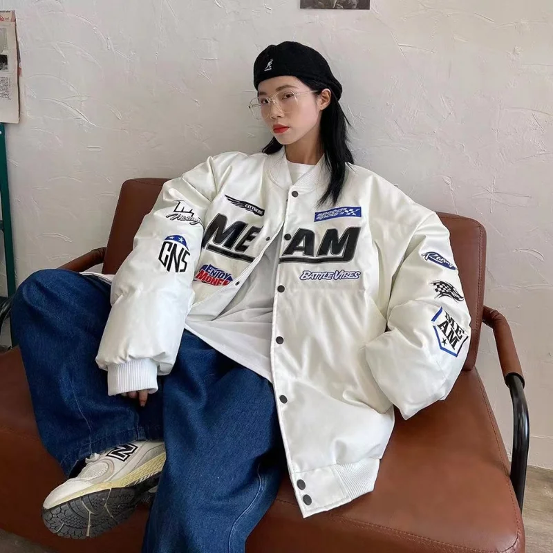 Retro Street Embroidery Thickened Motorcycle Cotton Padded Coat Baseball Hip-hop Cotton Padded Leather Jacket for Men and Women
Retro Street Embroidery Thickened Motorcycle Cotton Padded Coat Baseball Hip-hop Cotton Padded Leather Jacket for Men and Women