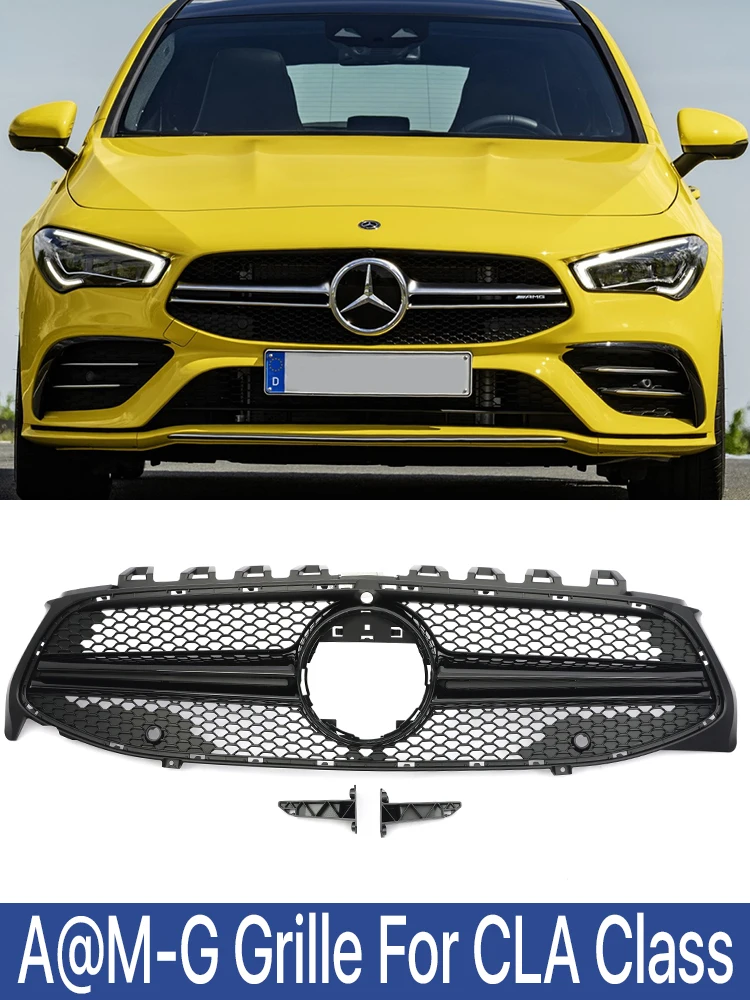 

Front Bumper AMG Grille For Mercedes Benz CLA W118 CLA180 CLA200 CLA250 CLA260 CLA45 Black Silver 2019 2020 2021 2022