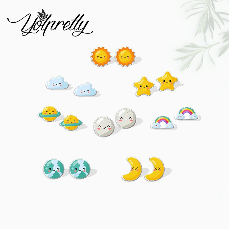 2022 New Cartoon Kawaii Stars Moon Sun Rainbow and Clouds Epoxy Stainless Steel Stud Earrings Handcraft Acrylic Earrings
2022 New Cartoon Kawaii Stars Moon Sun Rainbow and Clouds Epoxy Stainless Steel Stud Earrings Handcraft Acrylic Earrings