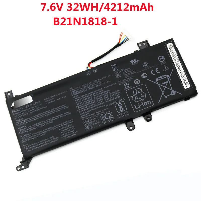 7.6V 32Wh New B21N1818-1 Laptop Battery for ASUS Y5200F Y4200F Y5200FB FL8700 FL8700F X409F X409FB
7.6V 32Wh New B21N1818-1 Laptop Battery for ASUS Y5200F Y4200F Y5200FB FL8700 FL8700F X409F X409FB
