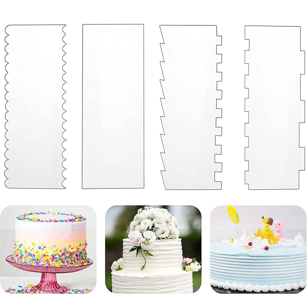 4PCS Clear Acrylic Cake Scraper Smoother Tool Set, Cake Scraper Combs Cake Stripes Edge Icing Side for DIY Cream Cake Decorating
4PCS Clear Acrylic Cake Scraper Smoother Tool Set, Cake Scraper Combs Cake Stripes Edge Icing Side for DIY Cream Cake Decorating