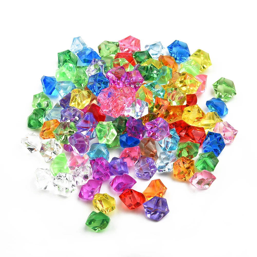 

200pcs Plastic Gems Ice Grains Colorful Small Stones Children Jewels Acrylic Gems 11*14mm Simulation Ice Cubes Colorful Stone