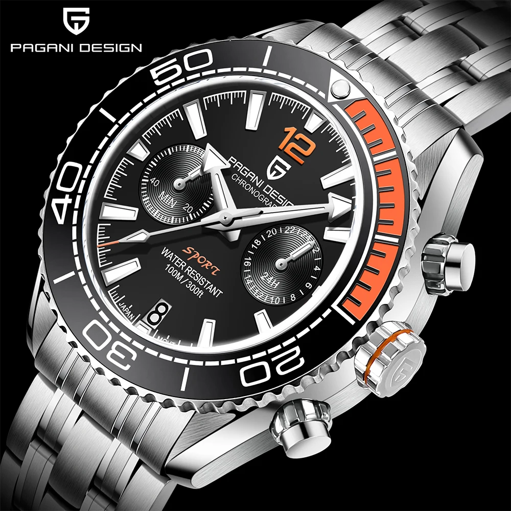 PAGANI DESIGN Men's Sports Quartz Watches Top Brand Sapphire Glass Stainless Steel Chronograph 100M Waterproof Business Watch
PAGANI DESIGN Men's Sports Quartz Watches Top Brand Sapphire Glass Stainless Steel Chronograph 100M Waterproof Business Watch