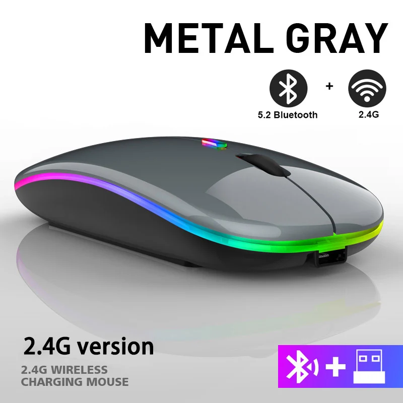 Wireless Mouse USB Rechargeable Bluetooth-compatible RGB Mouse Silent Ergonomic Mouse With Backlight For Laptop PC ipad
Wireless Mouse USB Rechargeable Bluetooth-compatible RGB Mouse Silent Ergonomic Mouse With Backlight For Laptop PC ipad