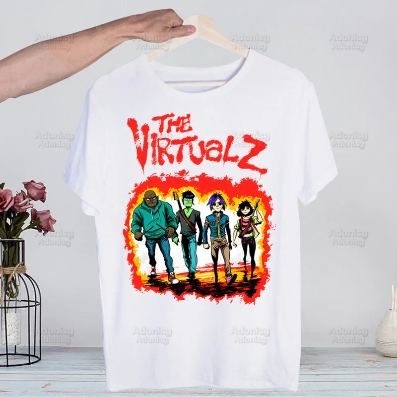 Забавная футболка с музыкальной группой Gorillaz в стиле панк-рок, чакхан, лапша, новинка, мужская повседневная футболка с коротким рукавом, Мужская футболка унисекс с мангой