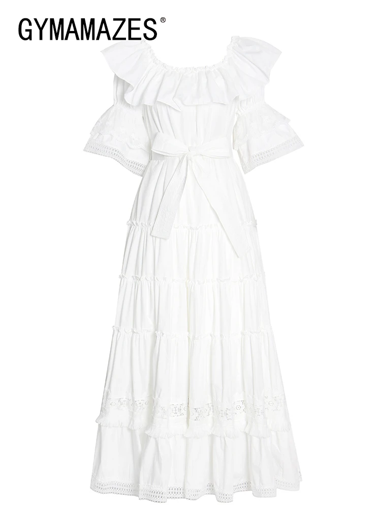 GYMAMAZES Elegant Solid Cut Out Dress For Women Slash Neck Short Sleeve High Waist Midi Dresses Female 2022 Summer Clothing New 
GYMAMAZES Elegant Solid Cut Out Dress For Women Slash Neck Short Sleeve High Waist Midi Dresses Female 2022 Summer Clothing New