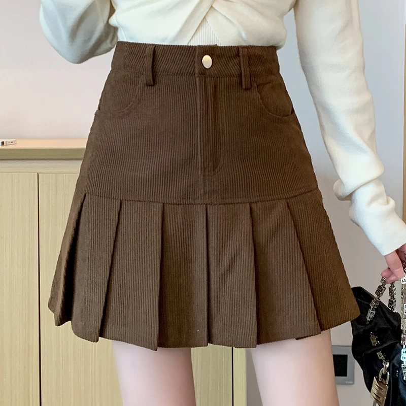 igh Waist Corduroy Skirt Autumn Winter Women Short Mini Skirts High Waist Pleated Tutu Skirts Vintage Brown Black Sweet N913
igh Waist Corduroy Skirt Autumn Winter Women Short Mini Skirts High Waist Pleated Tutu Skirts Vintage Brown Black Sweet N913