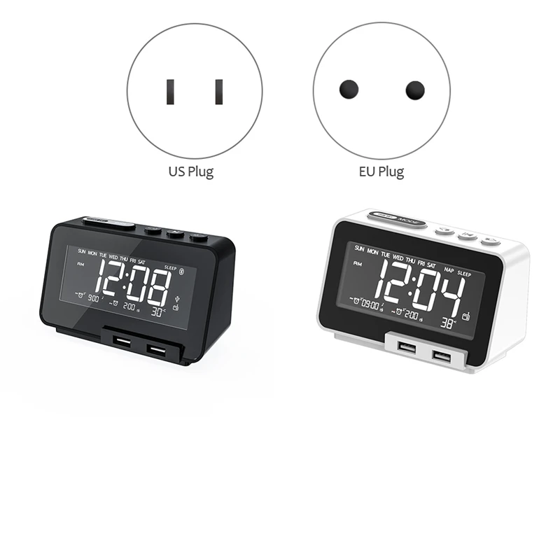 Светодиодный Будильник с FM-радио, беспроводной Bluetooth-динамик и 2 USB-портами для зарядного устройства для дома и офиса 
Светодиодный Будильник с FM-радио, беспроводной Bluetooth-динамик и 2 USB-портами для зарядного устройства для дома и офиса