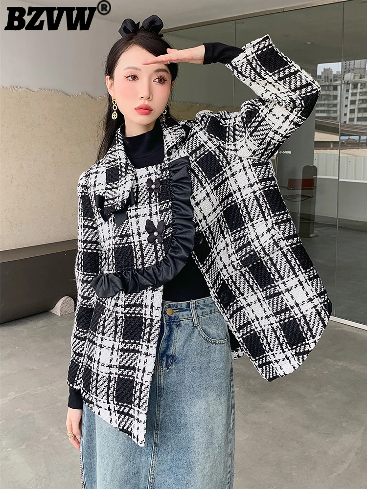 BZVW Fashion Contrast Color Plaid Blazer For Women Ruffles Spliced Casual Versatile Suit Jacket Female 2023 New Trend 25X0944
BZVW Fashion Contrast Color Plaid Blazer For Women Ruffles Spliced Casual Versatile Suit Jacket Female 2023 New Trend 25X0944