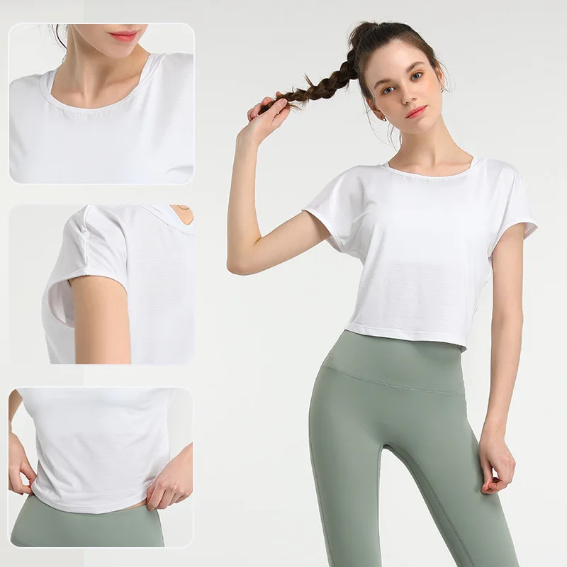 Striped Knit Yoga T-Shirt Sports Running Short Sleeved Tee Temperament Crop Top Dance Training Elastic Fitness Clothes for Women
Striped Knit Yoga T-Shirt Sports Running Short Sleeved Tee Temperament Crop Top Dance Training Elastic Fitness Clothes for Women