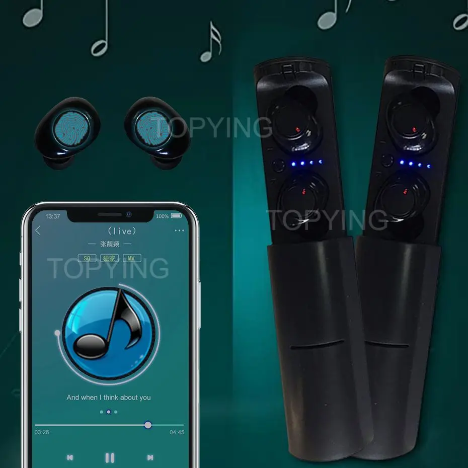 TWS Bluetooth наушники беспроводные с микрофоном спортивные водонепроницаемые