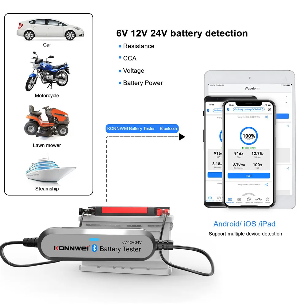 Diagnostic Car Battery Diagnostic Truck Yacht 6V 12V 24V ATV BK200 Battery Bluetooth Boat Lead-Acid Test Durable
Diagnostic Car Battery Diagnostic Truck Yacht 6V 12V 24V ATV BK200 Battery Bluetooth Boat Lead-Acid Test Durable