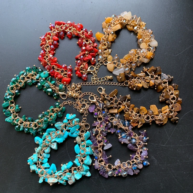 Natural Chips Stones Crystal Link Chain Ornament Wrist Decor Irregualr Gravel Beads Rhinestones Bracele Dropshipping
Natural Chips Stones Crystal Link Chain Ornament Wrist Decor Irregualr Gravel Beads Rhinestones Bracele Dropshipping