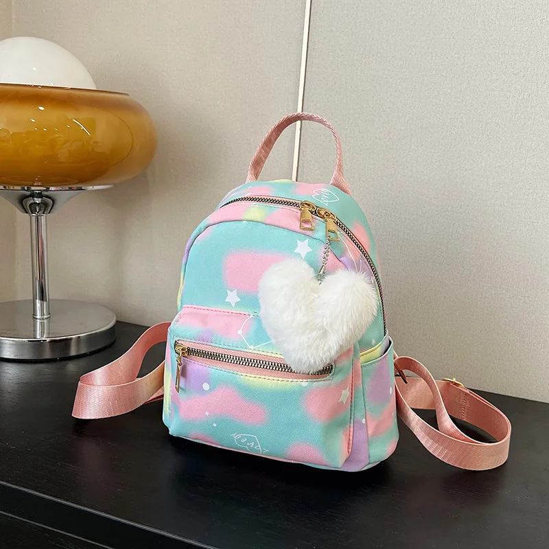 Mini Backpack Women Nylon Cute Small Shopper Handbag Multicolor Book Bags with Heart Pendant Girls Fashion Shoulder Bag
Mini Backpack Women Nylon Cute Small Shopper Handbag Multicolor Book Bags with Heart Pendant Girls Fashion Shoulder Bag