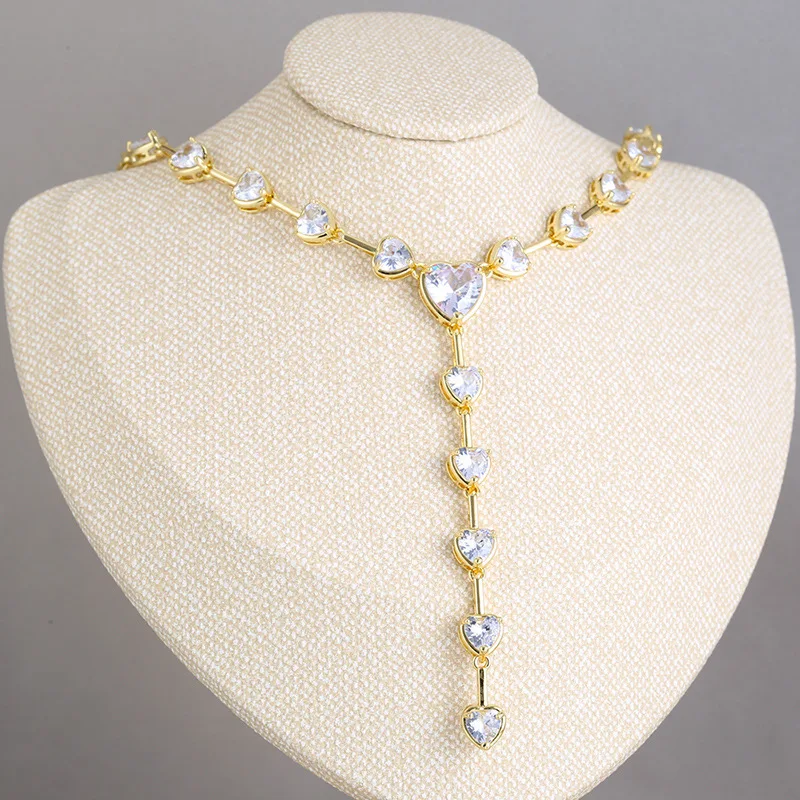 Elegant Studded with Diamond Pink Drill Bamboo Knot Love Necklace Bracelet Sweet Peach Heart Jewelry Gold Copper Ornaments
Elegant Studded with Diamond Pink Drill Bamboo Knot Love Necklace Bracelet Sweet Peach Heart Jewelry Gold Copper Ornaments