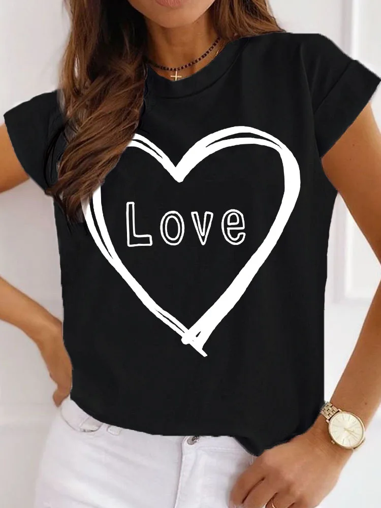 Love Character Young Girl T-shirts Casual Basic Short Sleeves Woman Tops Summer Women's Tshirt Polyester Spandex Soft Hand Feel
Love Character Young Girl T-shirts Casual Basic Short Sleeves Woman Tops Summer Women's Tshirt Polyester Spandex Soft Hand Feel
