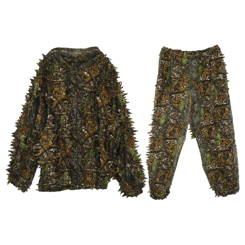 

Hunting Ghillie Suit 3D Camo Bionic Leaf Camouflage Jungle Woodland Manteau CS Hunting Stalking Outfit Clothing Durable Costume