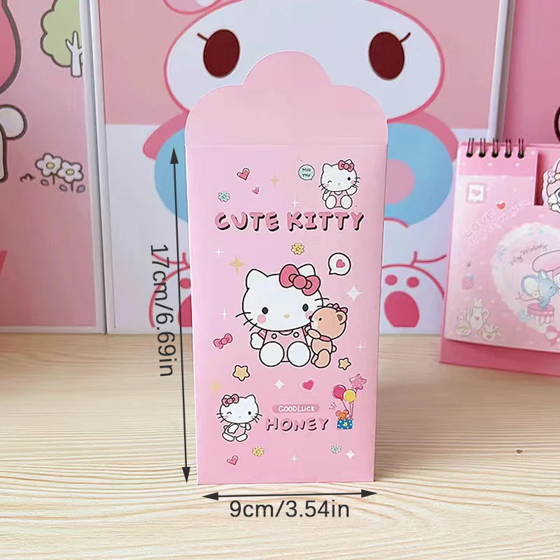 

Аниме Sanrio Kawaii Hello Kitty My Melody Cinnamoroll Kuromi мультфильм красный конверт сумка праздник поздравительная открытка девочка сердце 1 шт.