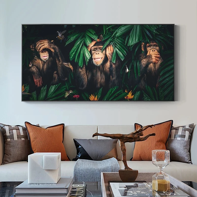 

Jungle Animals Monkey Gorilla Flamingo Canvas Art Posters and Prints Wall Art For Living Room Home Decor Modern Wall Paintings