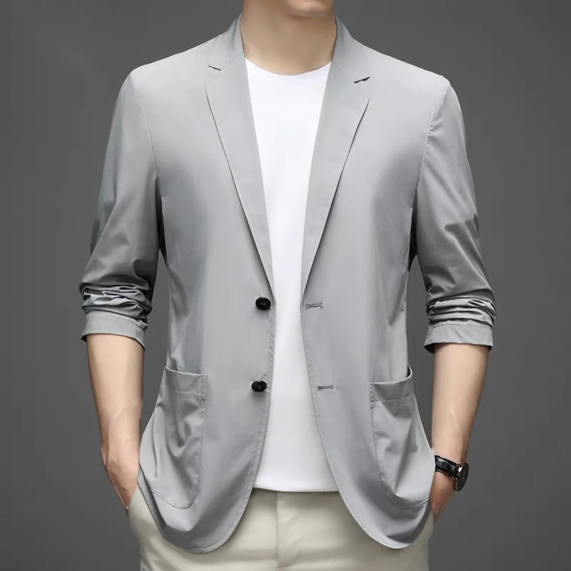 

3660-r-мужская летняя новинка, Хлопковая мужская футболка в Корейском стиле с круглым вырезом