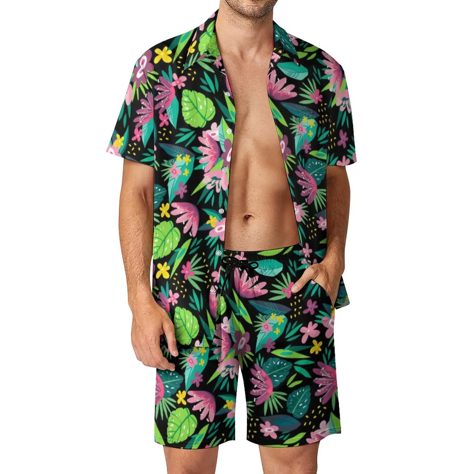 Colorful Tropical Men Sets Flowers Leaves Print Casual Shorts Summer Fashion Beach Shirt Set Short-Sleeve Casual Plus Size Suit
Colorful Tropical Men Sets Flowers Leaves Print Casual Shorts Summer Fashion Beach Shirt Set Short-Sleeve Casual Plus Size Suit