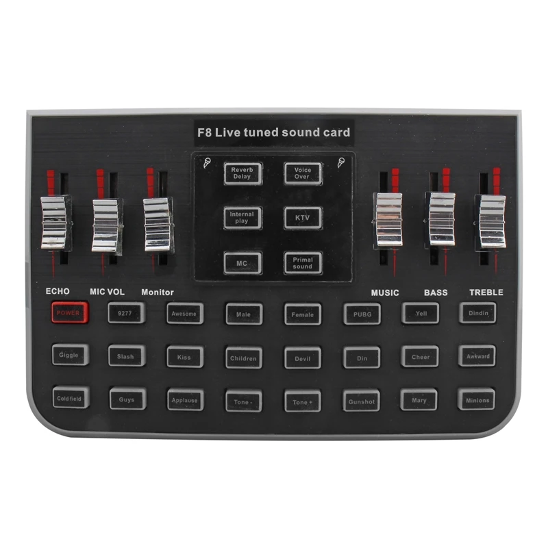 NEW-Live Sound Card F8 Universal Voice Conversion Audio Mixer With 18 Interesting Sound Effects Sound Card Computer Mixing
NEW-Live Sound Card F8 Universal Voice Conversion Audio Mixer With 18 Interesting Sound Effects Sound Card Computer Mixing