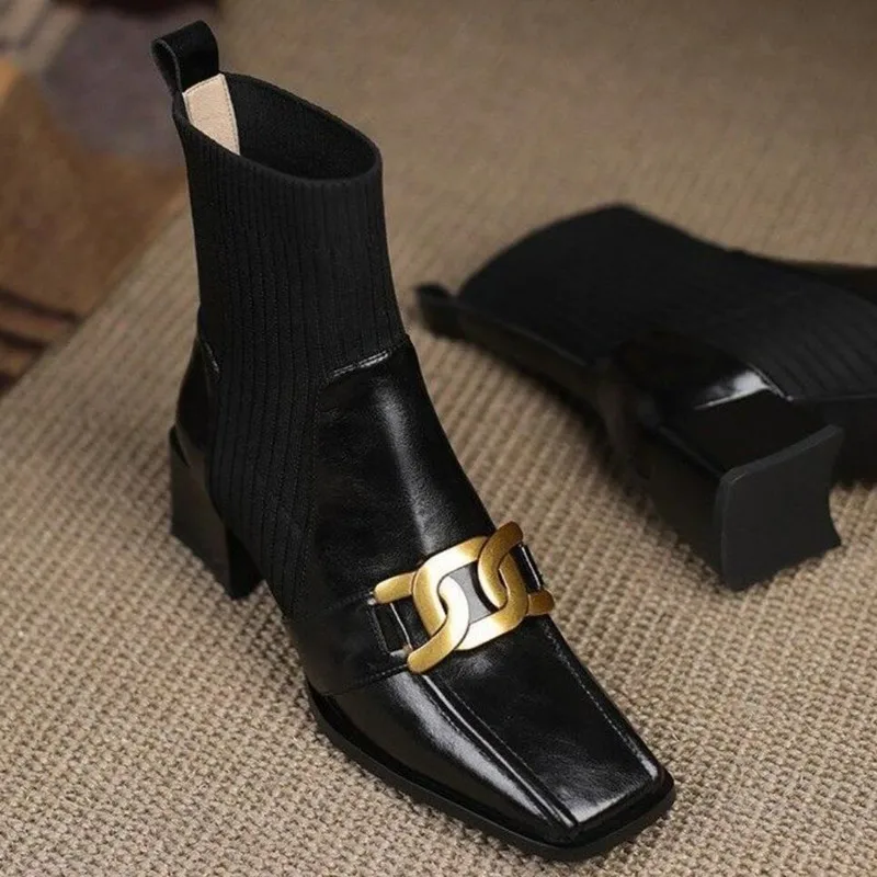 Martin Boots Female British Style Autumn Winter Women Boots Square Toe Thick Heel High Heels Knitted Stretch Ankle Boots
Martin Boots Female British Style Autumn Winter Women Boots Square Toe Thick Heel High Heels Knitted Stretch Ankle Boots